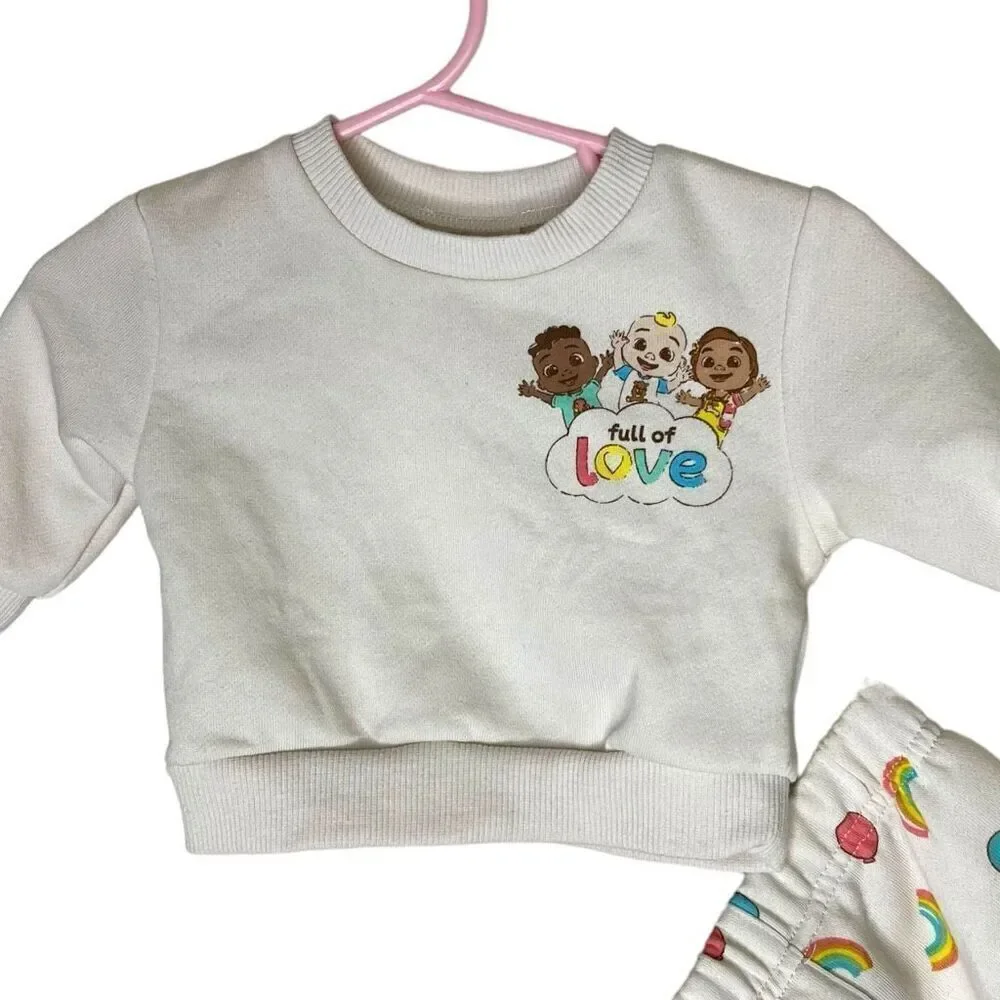 NEW Cocomelon Full Of Love Sweatshirt Jogger Set 0-3M
